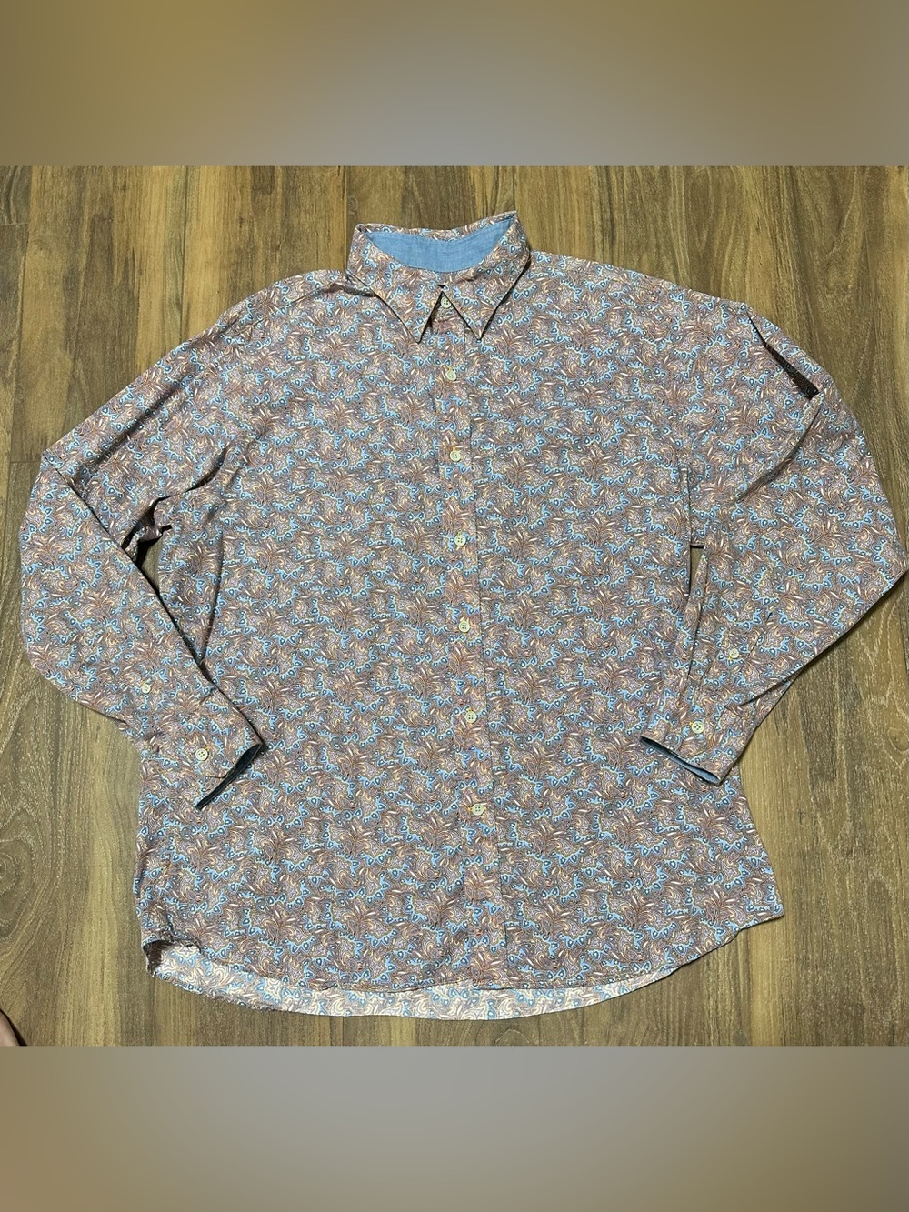 Cremieux Premium Denim Men’s Long Sleeve Button Paisley Retro Shirt XL Purple
